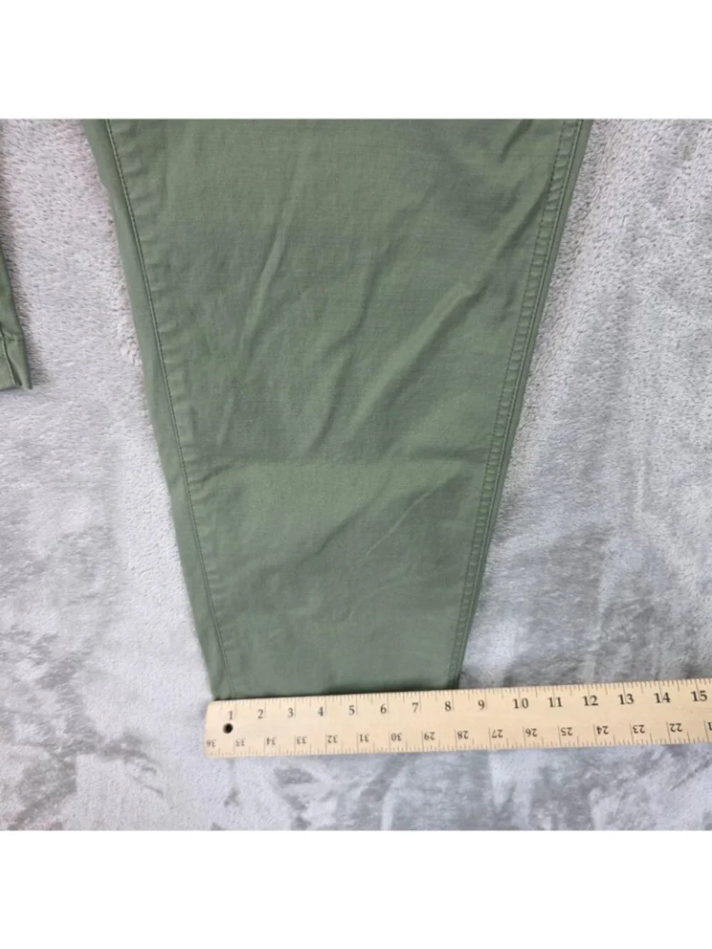 Uniqlo Chino Pants Womens 12 Green Twill Tapered Ankle Pockets Stretch Casual